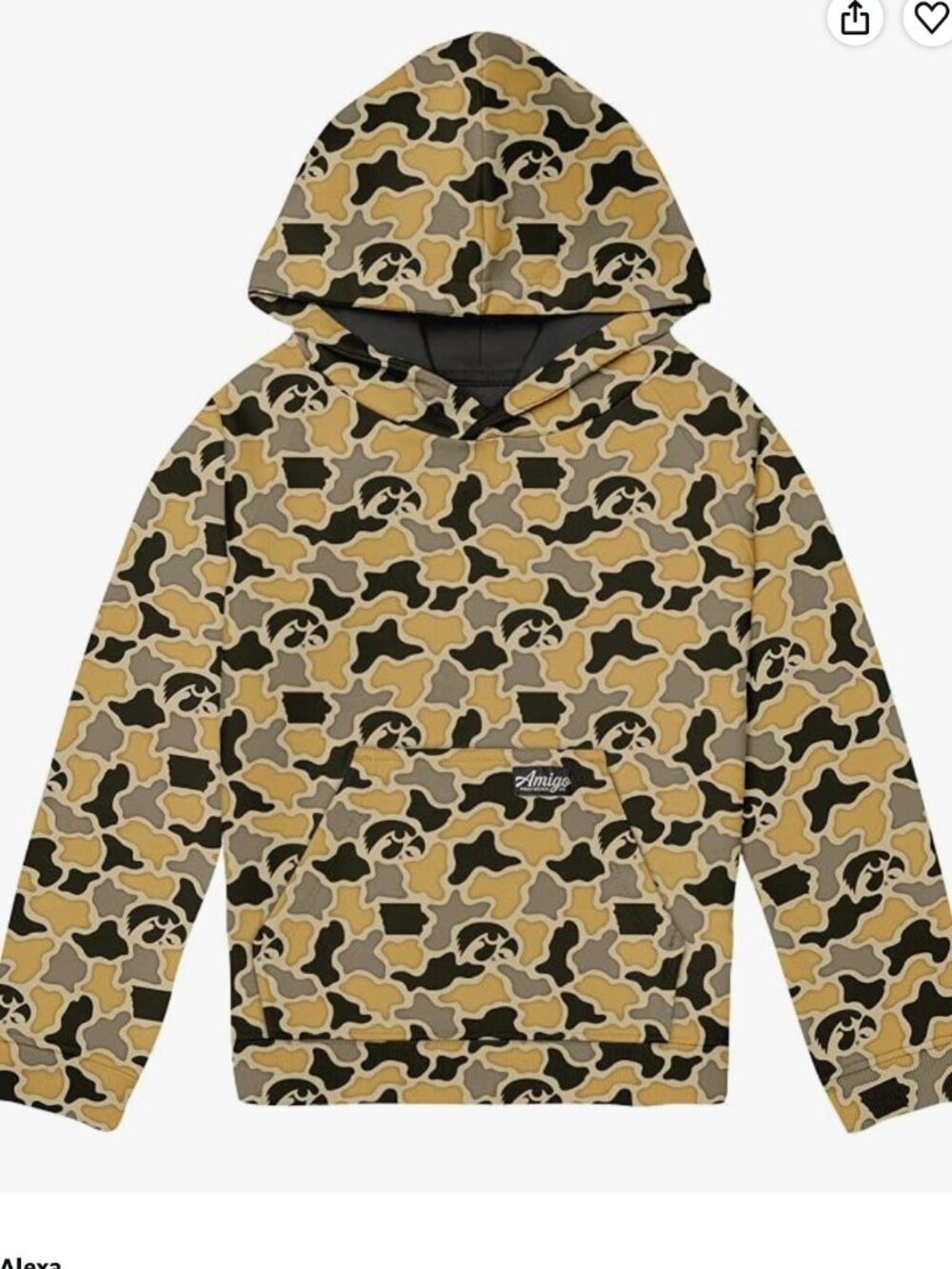 AMIGO Iowa Hawkeyes Boys Fleece Hoodie Sweatshirt Size 2XL